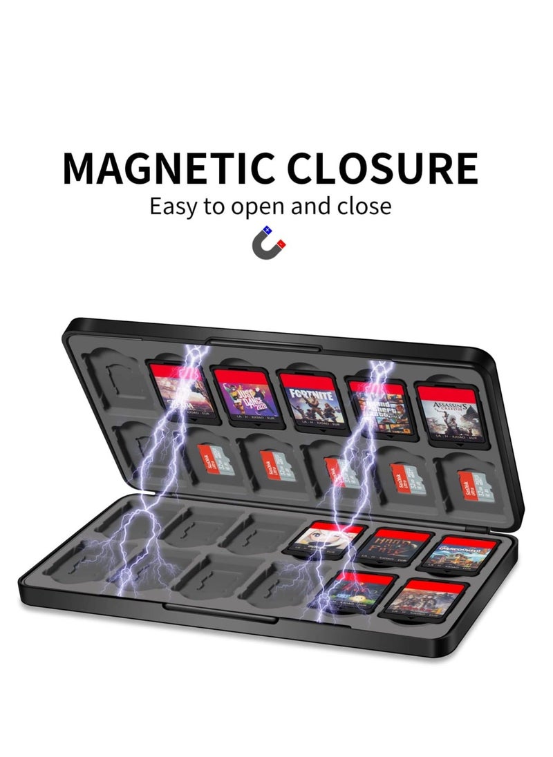 Game Card Case for Nintendo Switch  OLED with 24 Cartridge Slots and Micro SD Storage, Slim Portable Organizer Traveler Gift Accessories Magnetic Closure  - Image 3