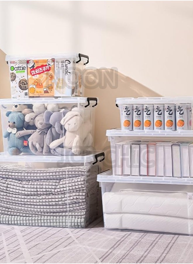 JCB CHIC 70L Clear Plastic Storage Box with Lockable Lid and Wheels,Plastic Organizer Bin with Handles,1pcs  - Image 3