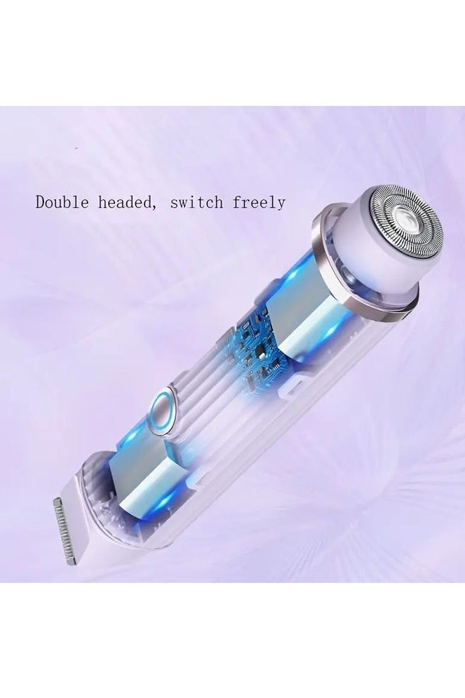 ماكينة حلاقة كهربائية مزدوجة الرأس 2 في 1 للنساء للمناطق الحساسة - جهاز إزالة الشعر للاستخدام الجاف والرطب للساقين وتحت الإبطين، محمولة وقابلة لإعادة الشحن ولاسلكية - أداة لطيفة ومزيلة للشعر، ماكينات حلاقة للنساء - Image 5