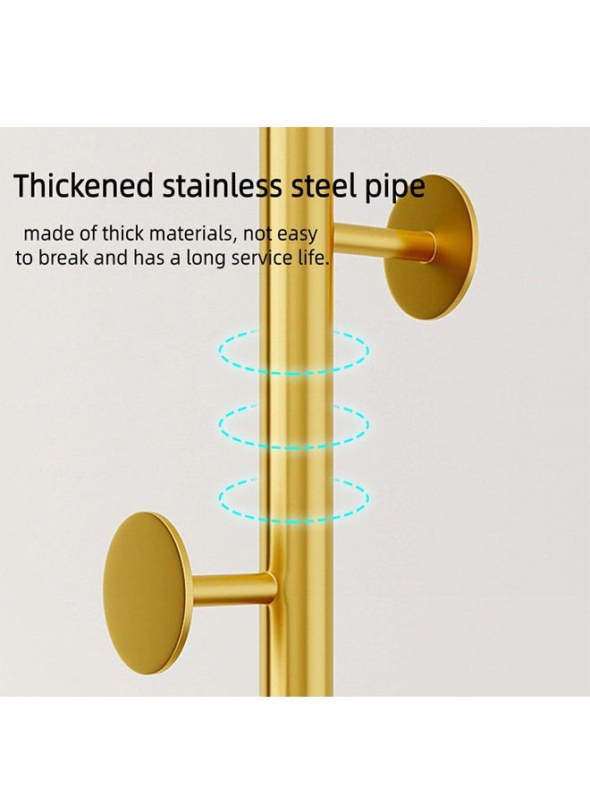 Clothes Tree, Hallstand, Hatstand, Stainless Steel Coat Rack, Floor-Tanding Simple Clothes, Bedroom Household Storage, Simple And Modern Hanging Rack, 7-Hook Rock Plate Base, Suitable For The Hallway, Living Room, Bedroom And Cloakroom - Image 3