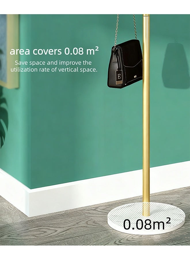 Clothes Tree, Hallstand, Hatstand, Stainless Steel Coat Rack, Floor-Tanding Simple Clothes, Bedroom Household Storage, Simple And Modern Hanging Rack, 7-Hook Rock Plate Base, Suitable For The Hallway, Living Room, Bedroom And Cloakroom - Image 5
