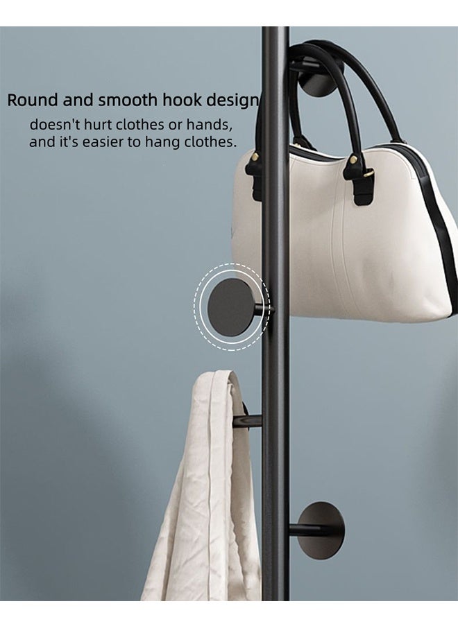 Clothes Tree, Hallstand, Hatstand, Stainless Steel Coat Rack, Floor-Tanding Simple Clothes, Bedroom Household Storage, Simple And Modern Hanging Rack, 7-Hook Rock Plate Base, Suitable For The Hallway, Living Room, Bedroom And Cloakroom - Image 4