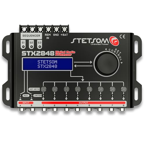 Stetsom STX 2848 DSP Crossover & Equalizer 8 Channel Full Digital Signal Processor (Sequencer) 2.8 Remote Relay - Image 1