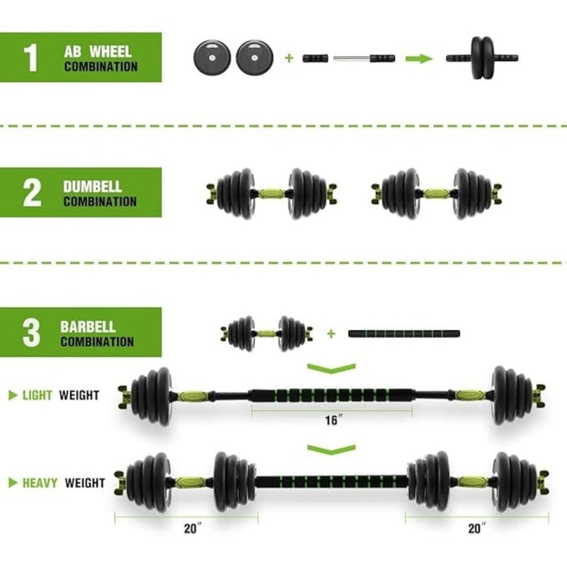 9 in 1 Adjustable Dumbbell, Barbell and Kettlebell Set Free Weights with Connecting Rod for Home Gym and Workout Weight Lifting Equipment - Image 2