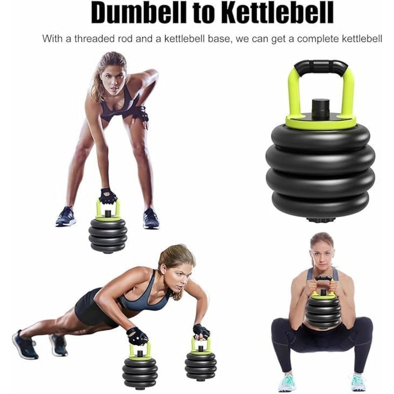 9 in 1 Adjustable Dumbbell, Barbell and Kettlebell Set Free Weights with Connecting Rod for Home Gym and Workout Weight Lifting Equipment - Image 3