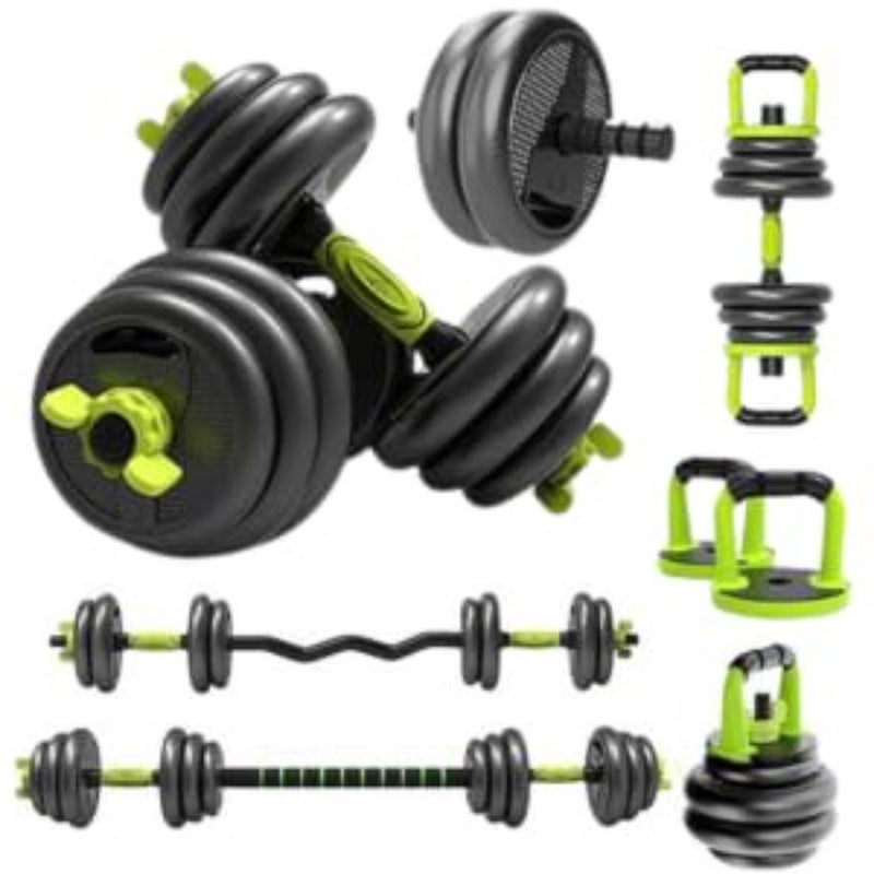 9 in 1 Adjustable Dumbbell, Barbell and Kettlebell Set Free Weights with Connecting Rod for Home Gym and Workout Weight Lifting Equipment - Image 1