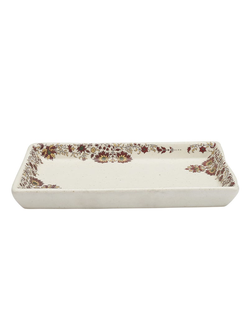 miah decor Miah Décor Handcrafted Buti Collection Ceramic Serving Platter(8" X4")- Set of 1 Microwave & Dishwasher Safe - Image 4