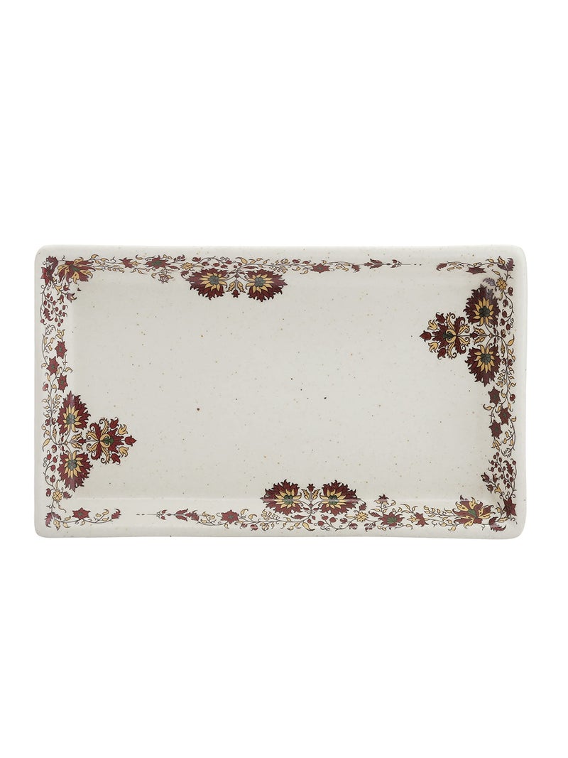 miah decor Miah Décor Handcrafted Buti Collection Ceramic Serving Platter(8" X4")- Set of 1 Microwave & Dishwasher Safe - Image 2