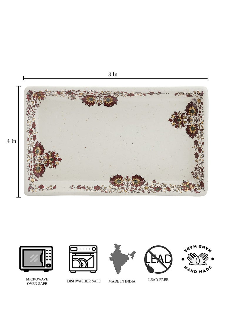 miah decor Miah Décor Handcrafted Buti Collection Ceramic Serving Platter(8" X4")- Set of 1 Microwave & Dishwasher Safe - Image 3