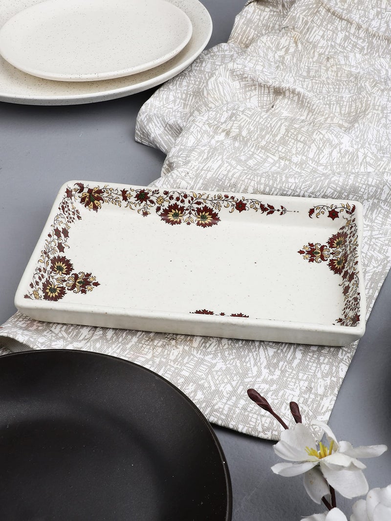 miah decor Miah Décor Handcrafted Buti Collection Ceramic Serving Platter(8" X4")- Set of 1 Microwave & Dishwasher Safe - Image 1