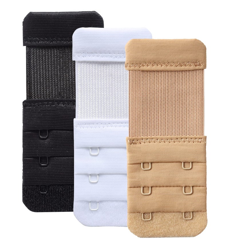 YARBAR Bra Extenders 2 Hook Elastic Bra Extension Strap Soft Comfortable (3 Color, 2 Hook 3/4" Spacing) - Image 1