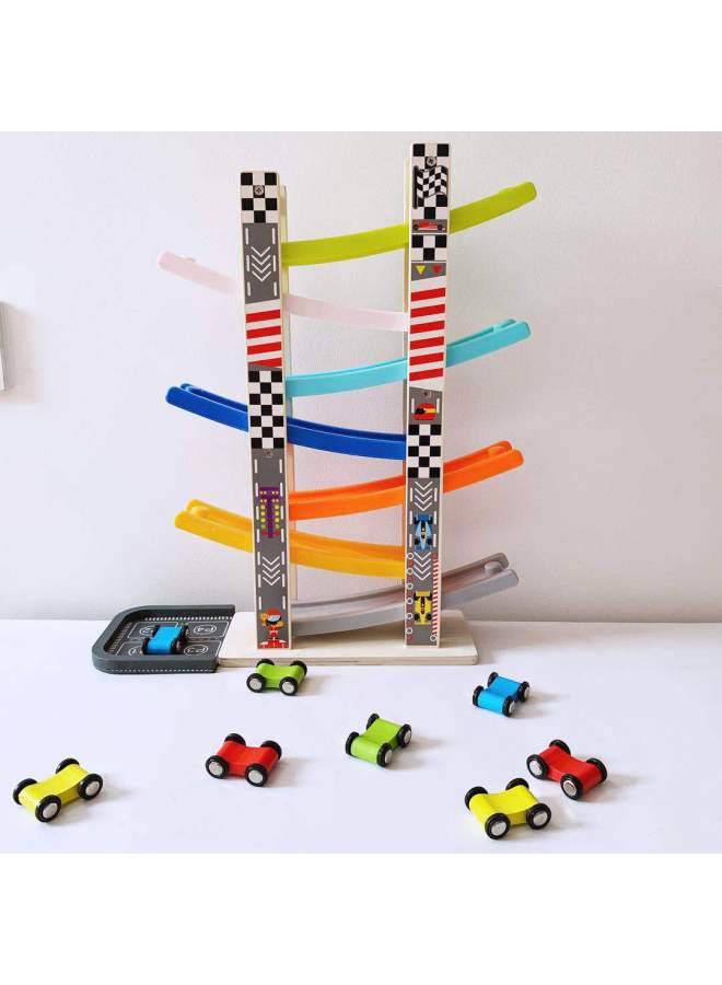Wooden Children's Puller Boy Girl Baby Sliding Rail Car Car Speed Inertia Glider Toy-Color:Domestic Pulley 4 Floors  - Image 4