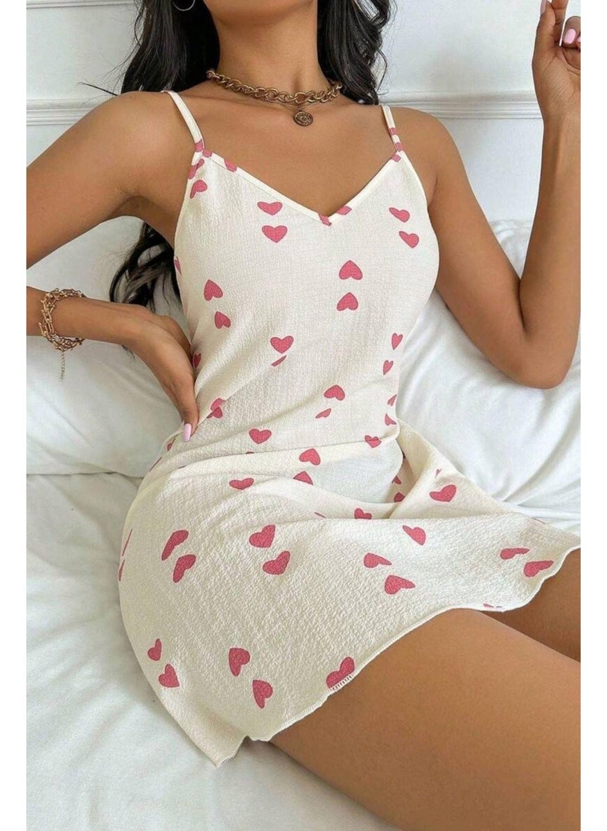 Bella Notte Heart Printed Strappy Nightgown  - Image 1