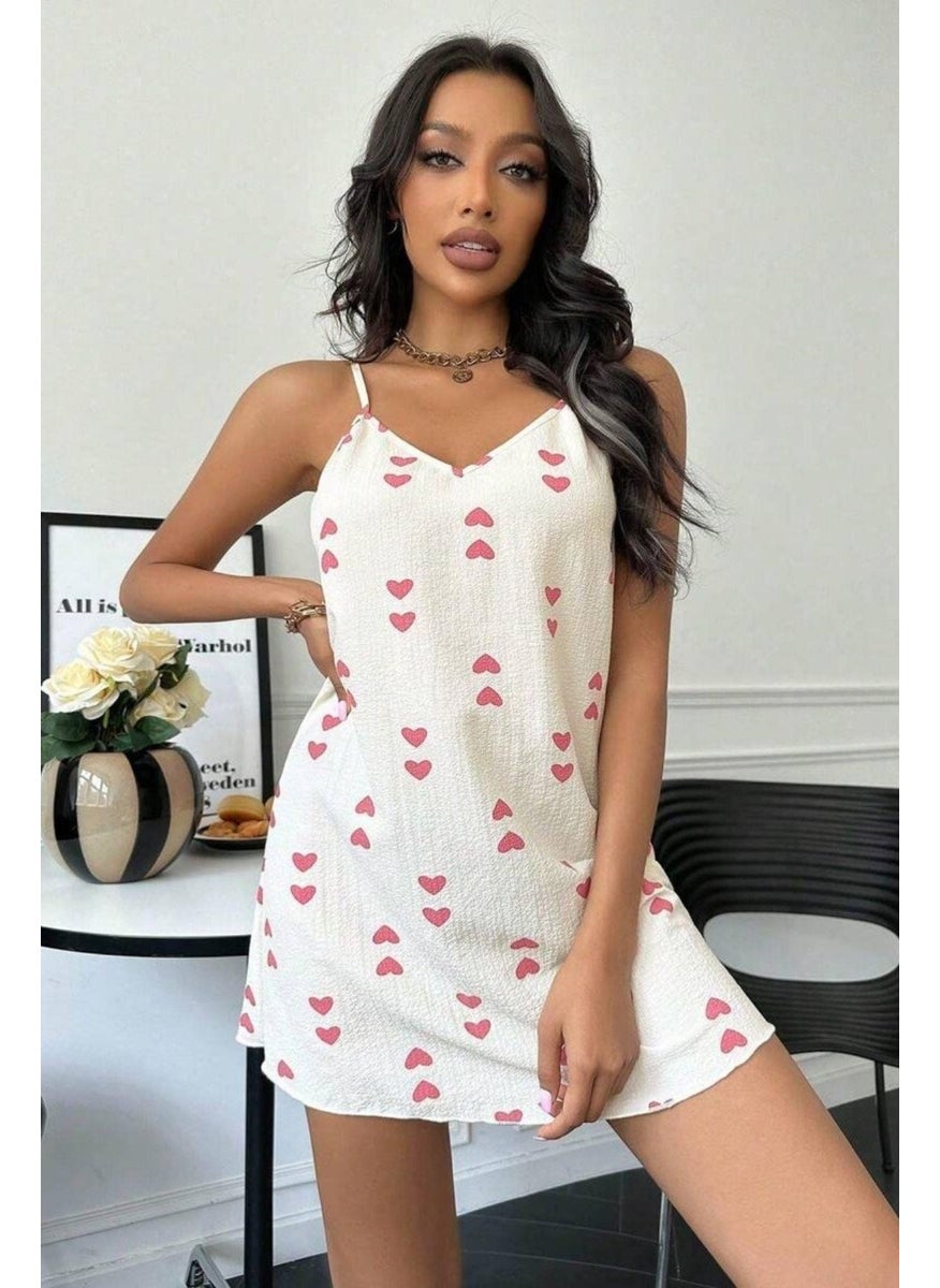 Bella Notte Heart Printed Strappy Nightgown  - Image 4