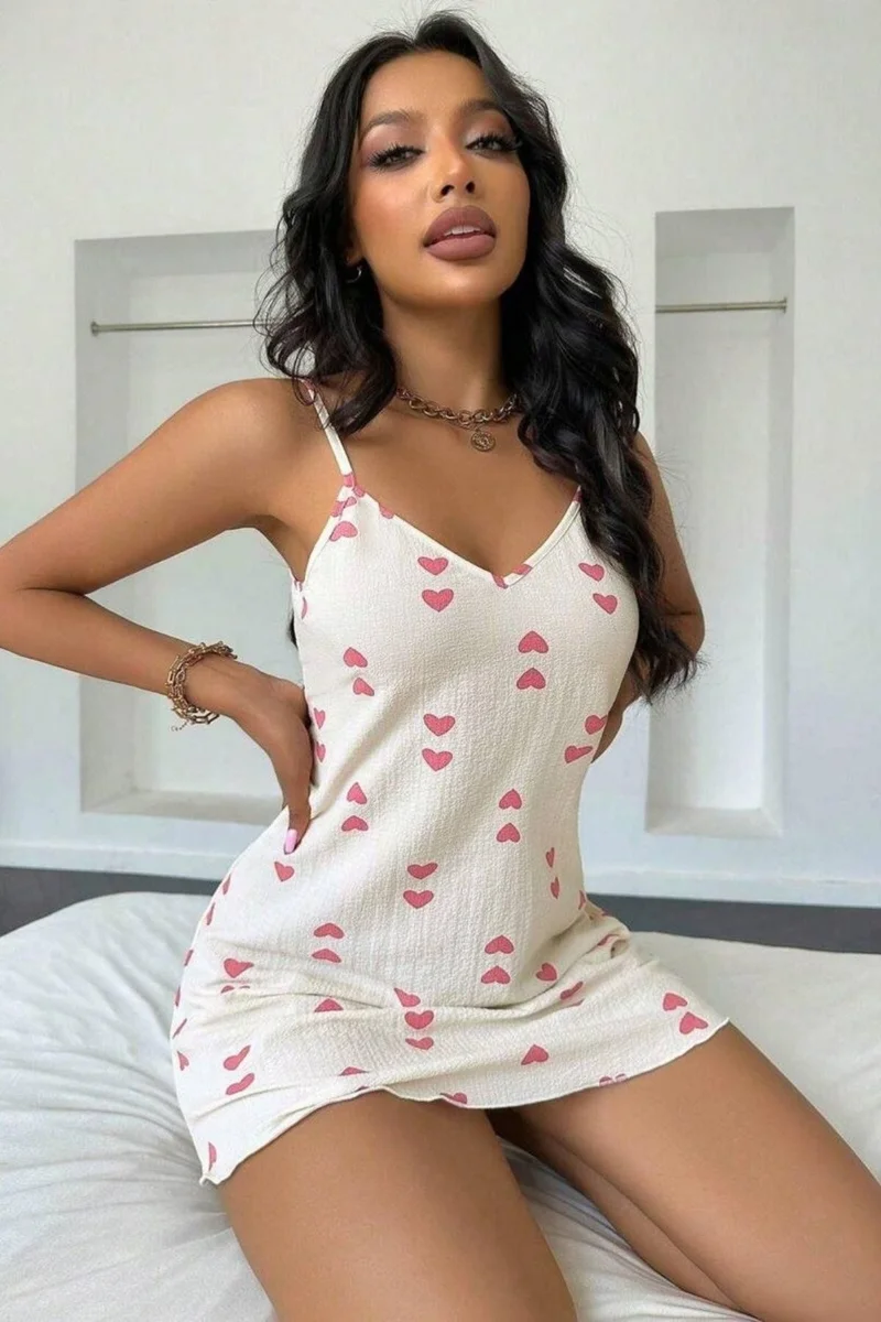 Bella Notte Heart Printed Strappy Nightgown