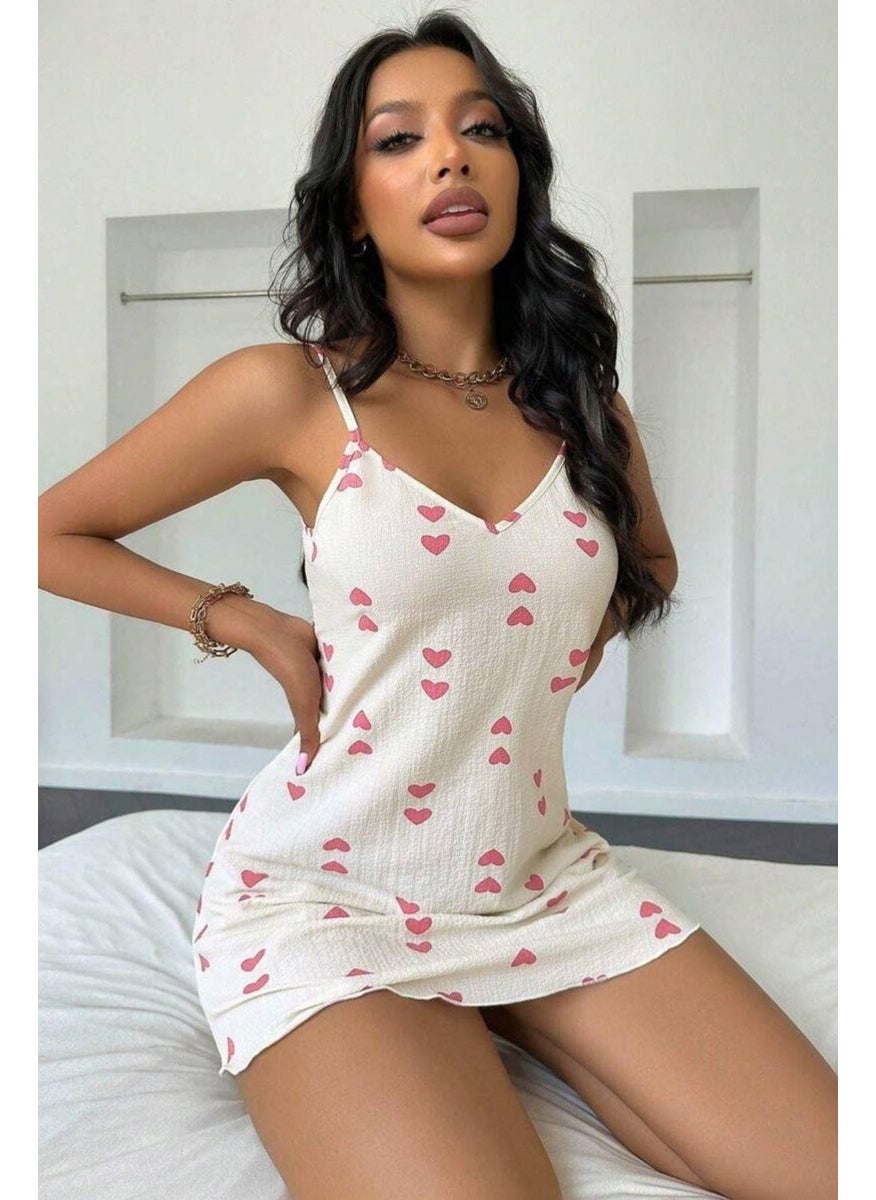 Bella Notte Heart Printed Strappy Nightgown  - Image 3