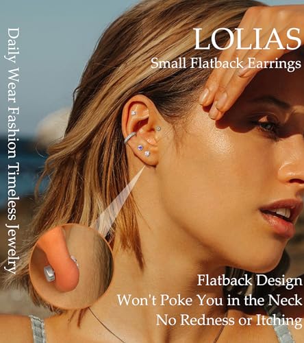 LOLIAS أقراط LOLIAS من الفولاذ الجراحي المضاد للحساسية للأذان الحساسة - أقراط مسطحة للنساء والرجال 20G صغيرة من الفولاذ المقاوم للصدأ - Image 2