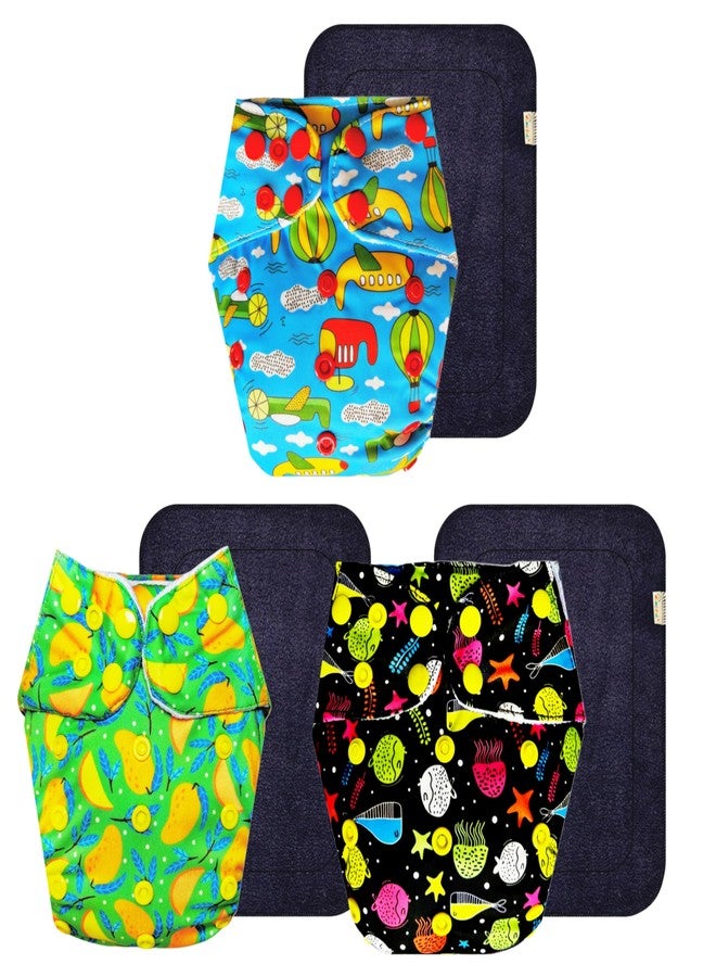 Dumbledo Premium Cloth Diaper with Black Insert (Pack of 3) | Dry Feel and Comfortable | Reusable & Washable | Adjustable Snaps | Designed by Moms | 3 Months - 3 Years | Unisex Baby - Image 1