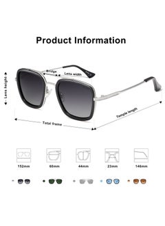 Retro Square Polarized Sunglasses For Men Women Goggle Classic Alloy Frame Hero Sj1126 With Silver Frame Black Rim Gradient Grey Lens - pzsku/Z329FA5B9EC4C362A9F7BZ/45/_/1718602274/b2c65f57-fc0e-4bf8-abba-0aa5d95b9328