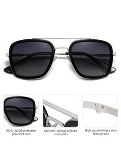 Retro Square Polarized Sunglasses For Men Women Goggle Classic Alloy Frame Hero Sj1126 With Silver Frame Black Rim Gradient Grey Lens - pzsku/Z329FA5B9EC4C362A9F7BZ/45/_/1718602275/41e470d2-8858-4273-9fb0-3f67d8966525