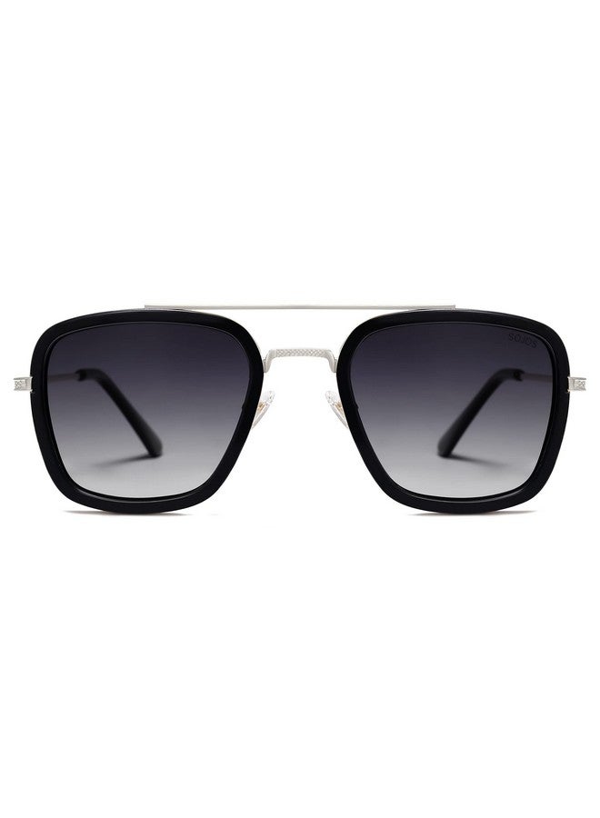 Sojos Retro Square Polarized Sunglasses For Men Women Goggle Classic Alloy Frame Hero Sj1126 With Silver Frame Black Rim Gradient Grey Lens - Image 2