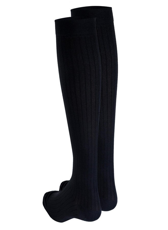 NuVein Men's Compression Socks, 30-40 mmHg Support, Dress Trouser Style, Over Calf Knee High, Black, Medium - Image 4