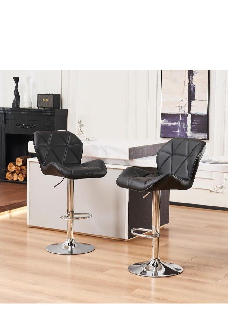 Golden Bar Chairs Swivel Height Adjustable Bar Stools PU Leather Padded Breakfast Barstools(2 Pcs)  - Image 1