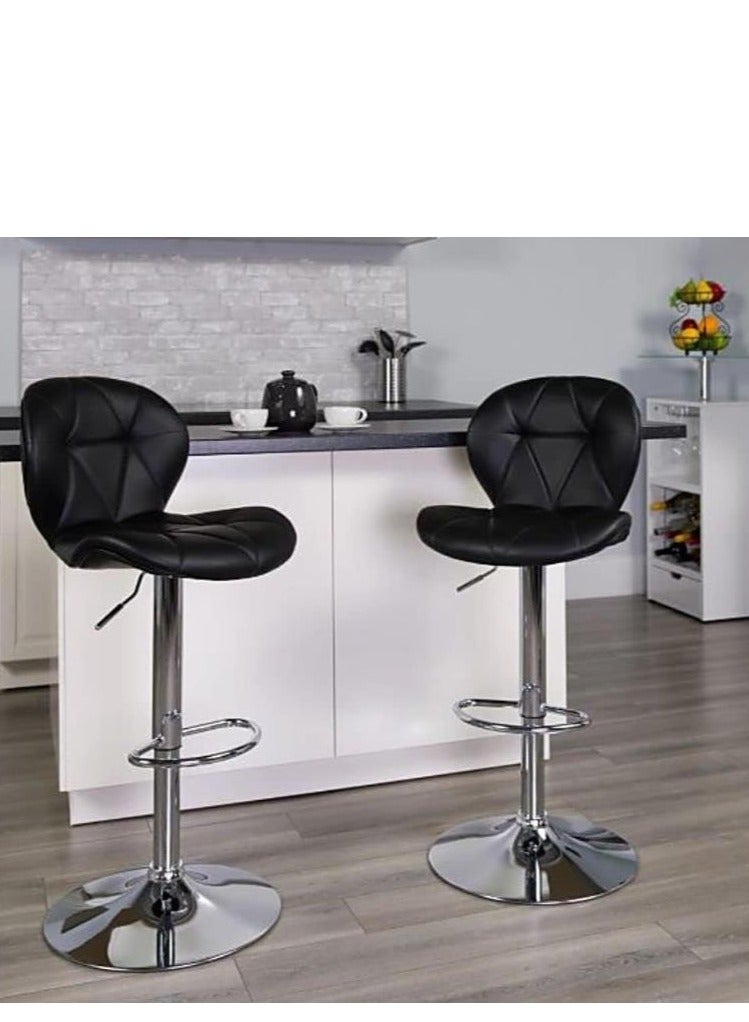 Golden Bar Chairs Swivel Height Adjustable Bar Stools PU Leather Padded Breakfast Barstools(2 Pcs)  - Image 3