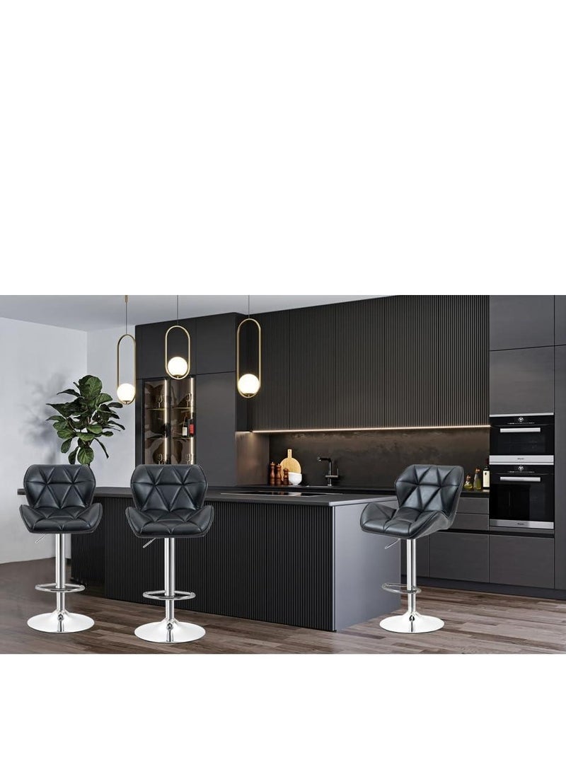 Golden Bar Chairs Swivel Height Adjustable Bar Stools PU Leather Padded Breakfast Barstools(2 Pcs)  - Image 5