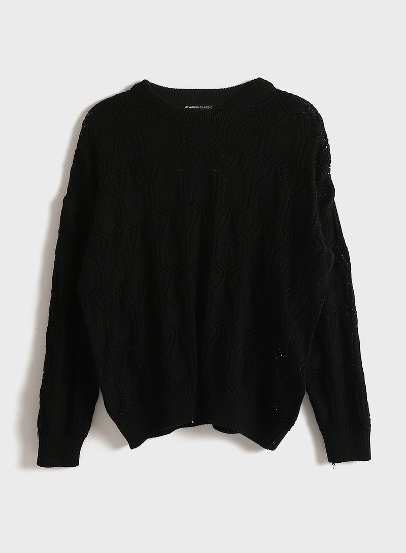 LC WAIKIKI Crew Neck Hole-Knitted Women's Knitwear Sweater - Image 1