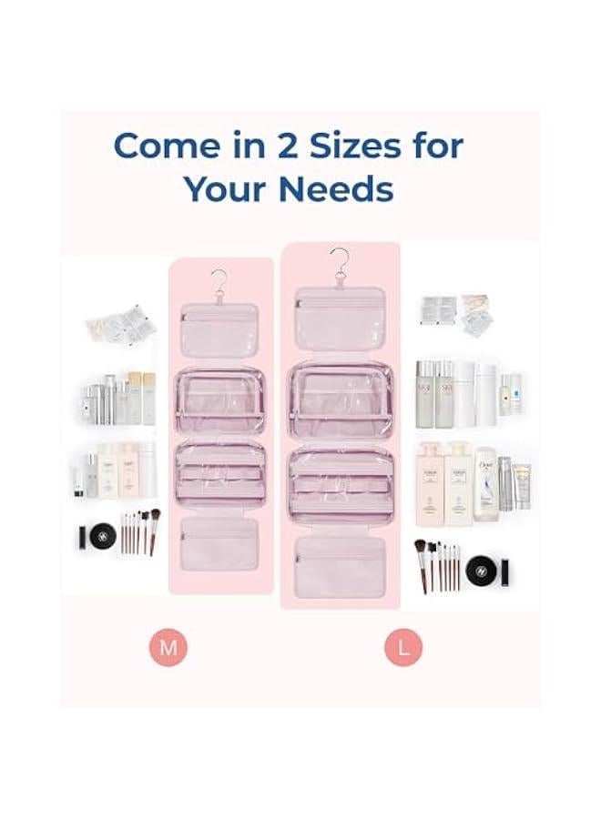 HOOKOR Travel Toiletry Bag with Jewelry Organizer, Hanging Makeup Cosmetic Bag, Puffy Carry-On Travel Accessories Essentials, Large Black Organizer for Toiletries and Jewelry (Pink, 31 * 12 * 23CM) - Image 4