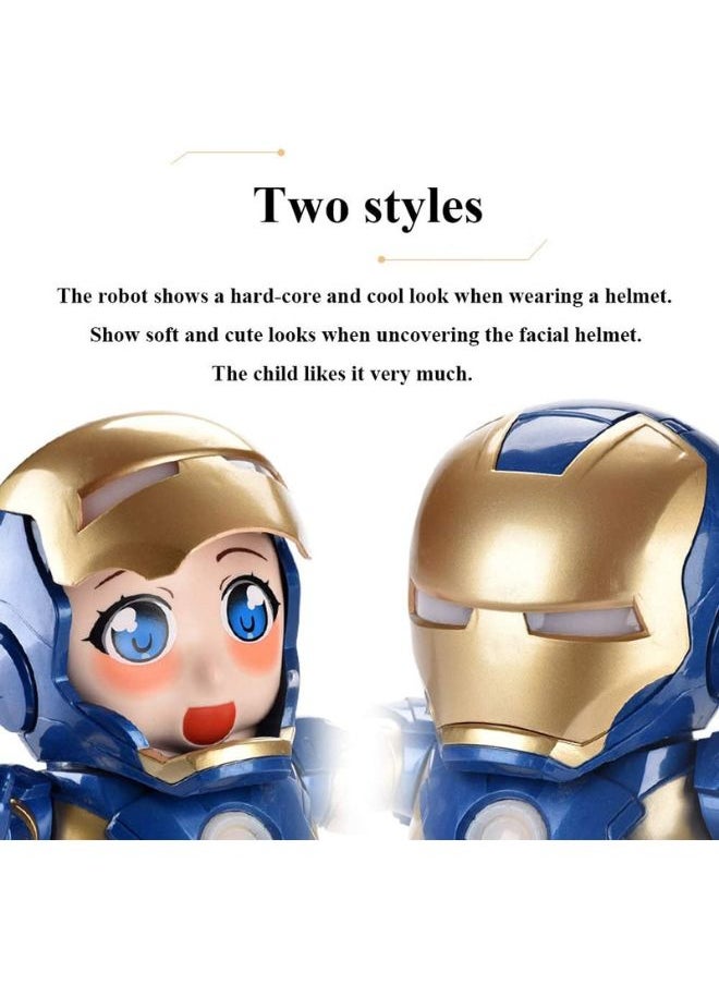 Super Hero Iron Man Dancing Robot Toy | Dancing Robot Iron Man Blue | Battery Operated Bump and Go Musical Dancing Super Hero Robot | Action Toy with 3D Lights & Sound for Kids