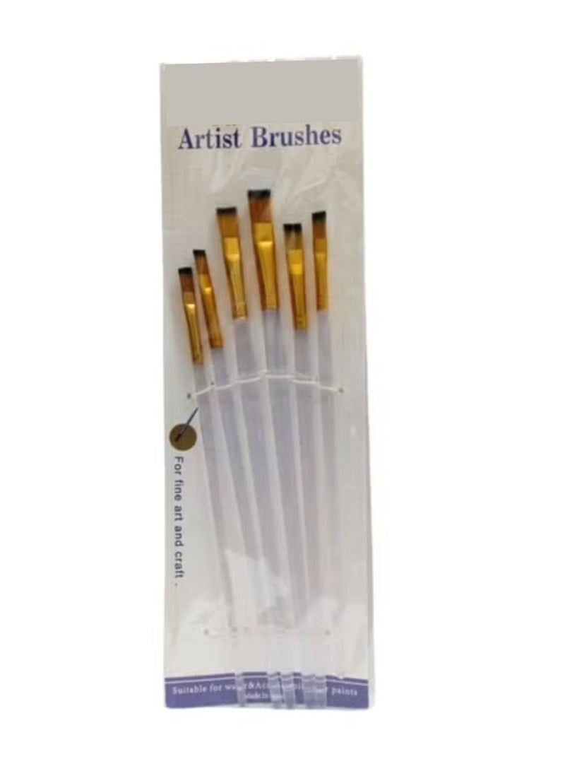 Paint Brushes Set,6 Sizes Nylon Hair Artist Painting Brush Kit for Acrylic, Oil Watercolor, Face Nail Body Art, Miniature Detailing & Rock Painting