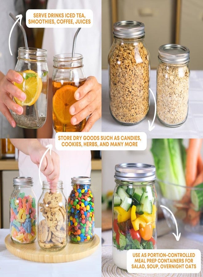fastrack 32 oz Mason Jars with Lids - 2-Pack Regular Mouth Quart Canning Set - Image 5