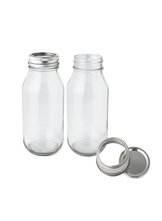 fastrack 32 oz Mason Jars with Lids - 2-Pack Regular Mouth Quart Canning Set - Image 1