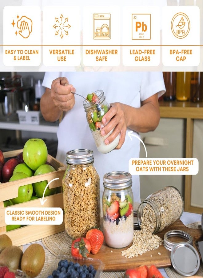 fastrack 32 oz Mason Jars with Lids - 2-Pack Regular Mouth Quart Canning Set - Image 2