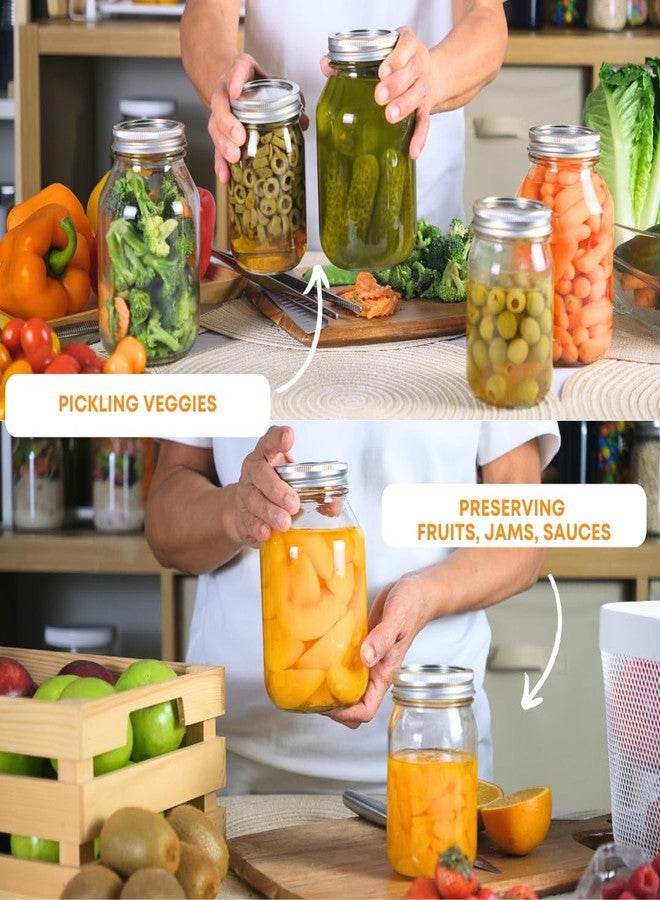 fastrack 32 oz Mason Jars with Lids - 2-Pack Regular Mouth Quart Canning Set - Image 4