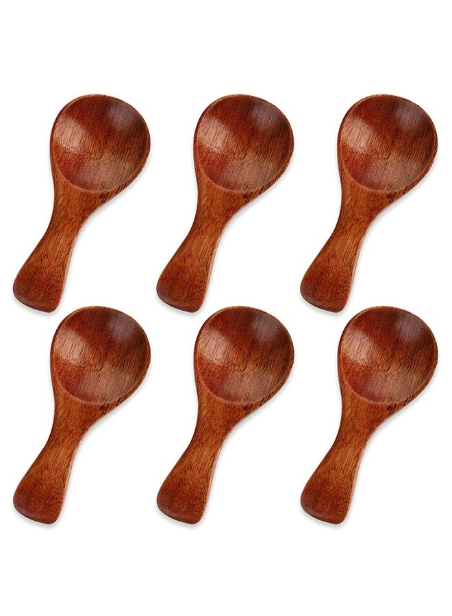 Peachjoy 6 Pcs Mini Wooden Honey Spoons, 3.2 Inch, Brown  - Image 1