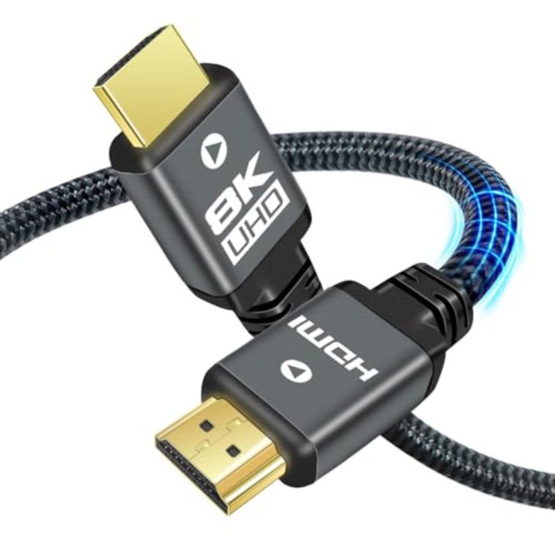 Gaming and home theater use, nylon braided, black, 48Gbps bandwidth with 8K@60Hz and 4K@240Hz support - Image 1