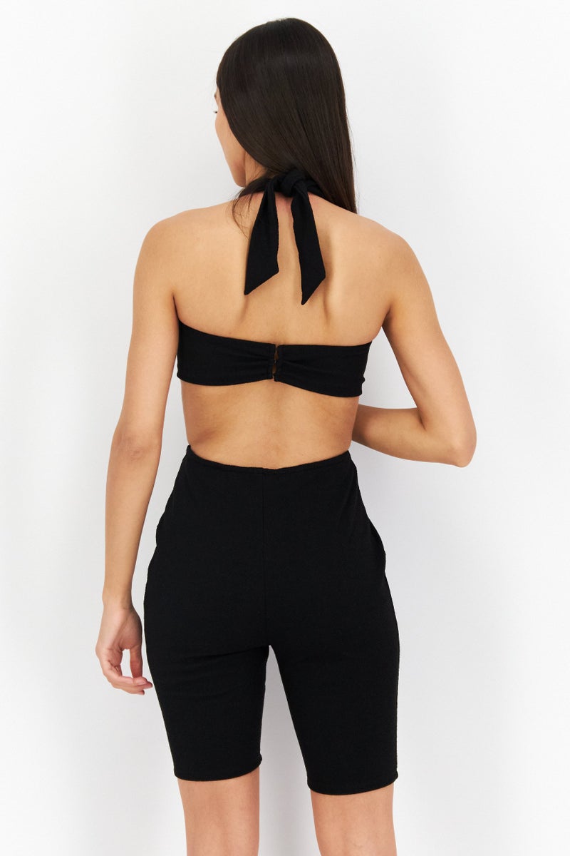 Royalty by Maluma Women Plain Sleeveless Playsuit , Black - Image 4