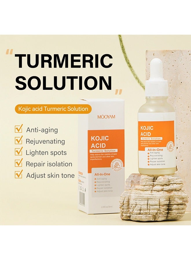 MOOYAM KOJIC ACID Turmeric Solution, All Natural Turmeric Skin Brightening Serum - Cleanses Skin, Fights Acne, Evens Tone, Heals Scars  - Image 2
