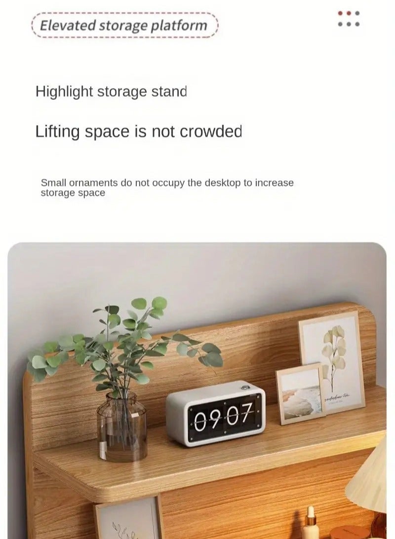 MYONE Bedside Table Nightstand Table Bedside Cabinet with Drawers White Wood Simple Modern Nordic Side Table End Table Small Space Corner Table Storage Cabinet - Image 2