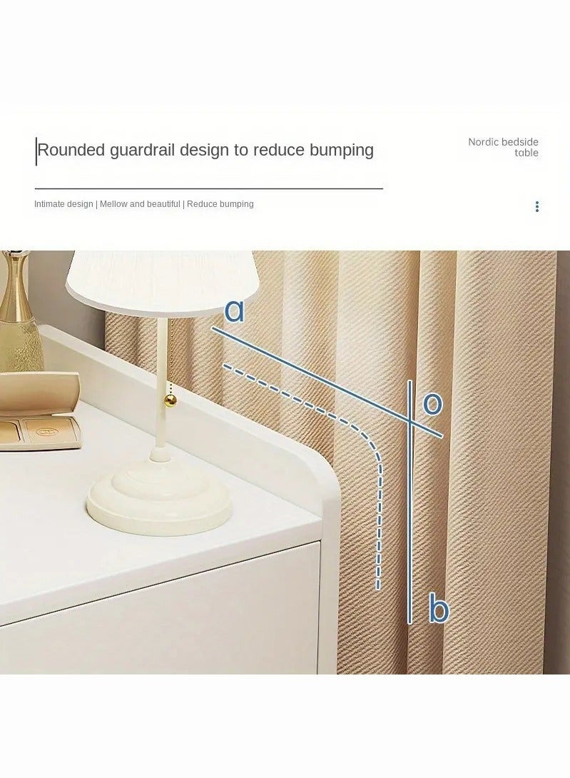 MYONE Bedside Table Nightstand Table Bedside Cabinet with Drawers White Wood Simple Modern Nordic Side Table End Table Small Space Corner Table Storage Cabinet - Image 5
