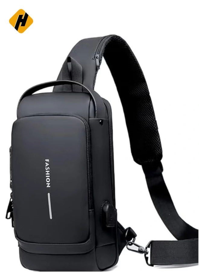 هوها حقيبة حبال Crossbody المقاومة للماء مع ميناء شحن USB - حقيبة ظهر للكتف غير رسمية للرجال والنساء ، مثالية للسفر والمشي لمسافات طويلة  - Image 1