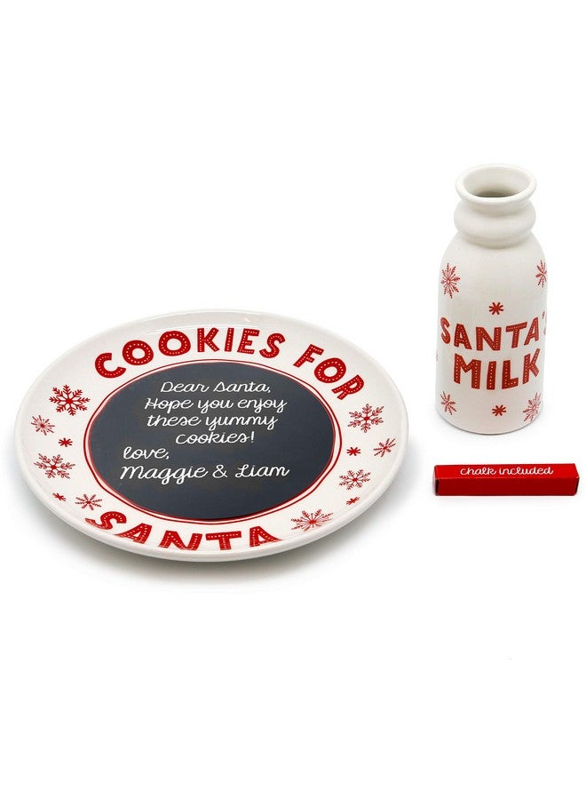 tiny ideas Santa’s Cookie and Milk Plate Set, Chalkboard Personalized Message for Santa Plate and Milk Jug Holiday Tradition Gift Set, for Kids, Christmas Eve Tradition Play Set - Image 1