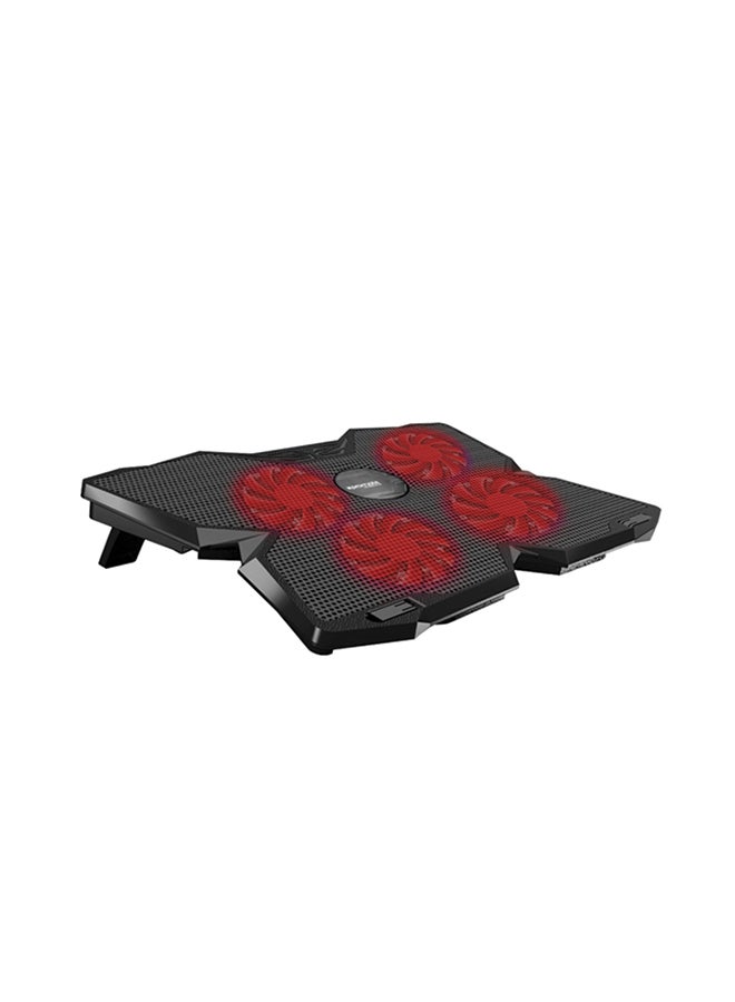 PROMATE Gaming Laptop Wired Cooling Pad, Ergonomic High-Speed Laptop Cooling Pad with 4 Silent Cooling Fan, Dual USB Port, Adjustable Height, LED Speed Display, Cable Organizer and Ani-Slip Grip for Laptops up to 17 Inch