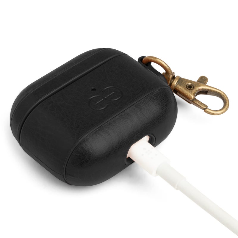 Dreem Om Case Cover with Keychain Clip Compatible with AirPods 3 for Apple AirPods 3rd Generation, Vegan Leather AirPod Case for Men & Women, Luxury Earbuds Accessory for iPhone - Black - Image 4