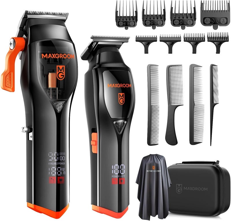 Maxgroom Professional Hair Clippers for Men  Premium Barber Clippers  Trimmer Set with Maglev Motor 9000RPM DLC Blades Cordless Ergonomic Design Luxury Packaging  Hard Travel Case 