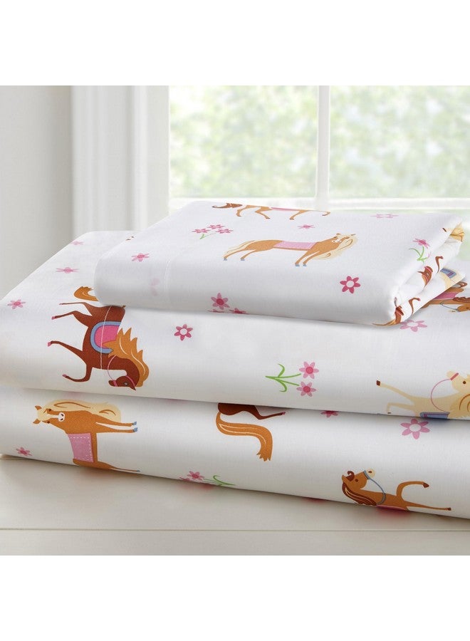 Wildkin 100% Cotton Toddler Sheet Set - Soft & Cozy Bed Sheets - Horses - Image 1