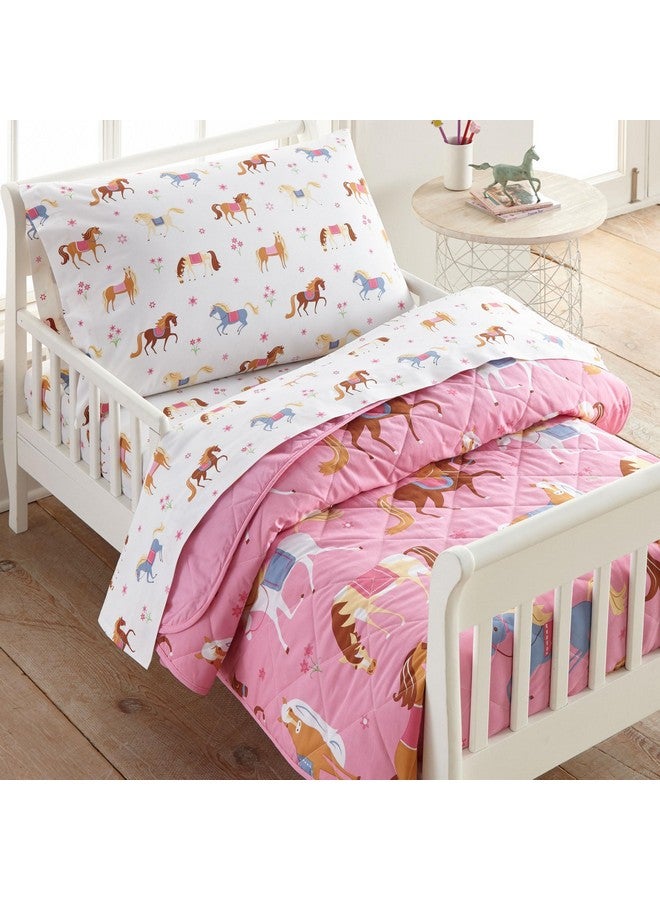 Wildkin 100% Cotton Toddler Sheet Set - Soft & Cozy Bed Sheets - Horses - Image 2